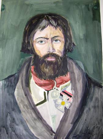 Вот таким красивым и благородным предстает перед нами герой Отечественной войны 1812 года Герасим Курин в работе юной художницы 