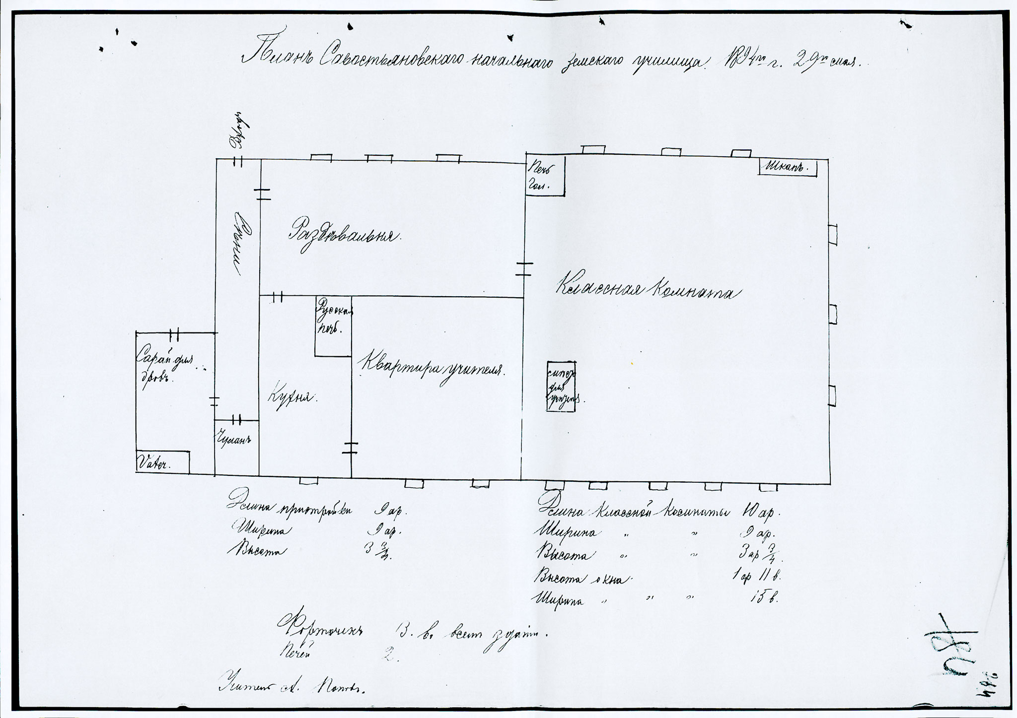 План Савостьяновского училища 29.05.1894