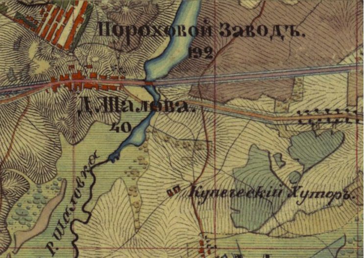 Фрагмент карты одновёрстки Московской губернии типа Менде, 1853 г. 