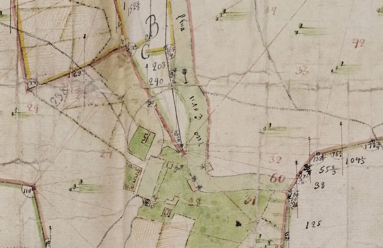 Фрагмент карты села Успенского плана генерального межевания 1773 года.