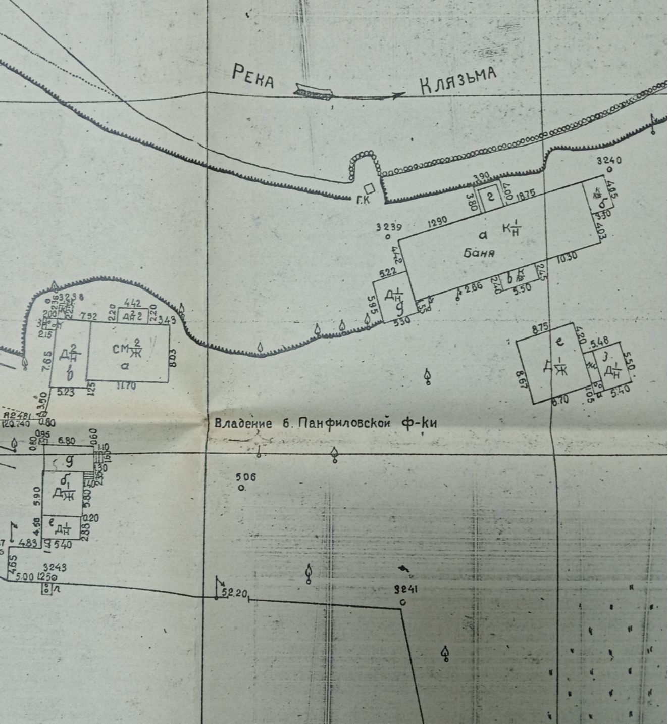 Фрагмент карты города Ногинска 1930 года, на которой изображен участок        посёлка Успенского с местом бывшей Памфиловской фабрики