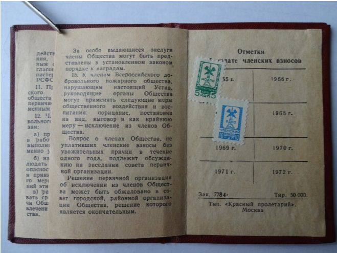 Значок и членский билет ВДПО 1967 г.