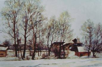 Юрий Александрович Федоренков. Зимний день в Заозерье. 1998 год 