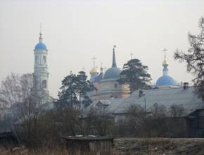 Вид Введенской Козельской Оптиной пустыни со стороны реки Жиздры. Е.В. Жукова. Рассказ о паломничестве в Оптину пустынь. 