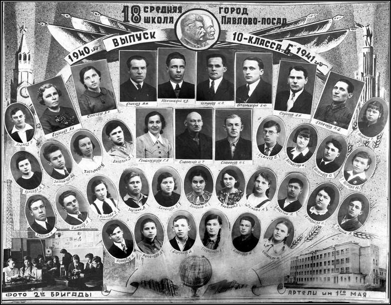 18 средняя школа. Павлово-посад. 1940-1941. Выпуск 10-класса Б