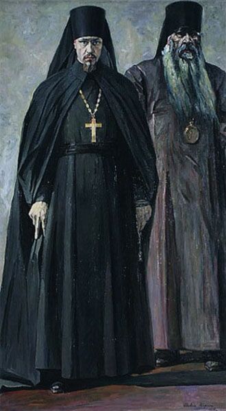 Будущий Патриарх Пимен в 1920-ые годы. Фотография и рисунок Павла Корина 